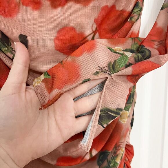 House of CB Womens Floral Ruched Long Sleeve Bodycon Corset Dress Size Small - Picture 6 of 9